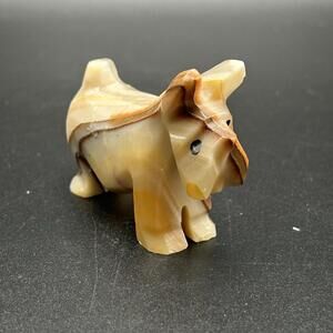 Vintage Onyx Stone Hand Carved Dog (Westie/Scottie)